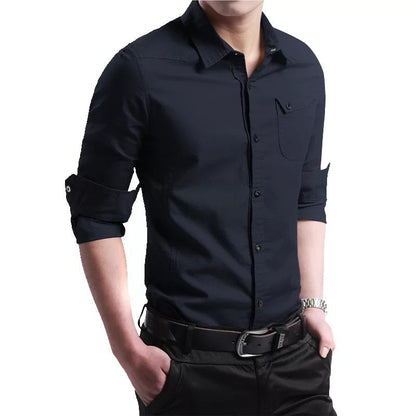Shirts for men New 100% Cotton High Quality Military Men Shirts Long Sleeve Slim Men's Shirts Business Men Brand Clothing