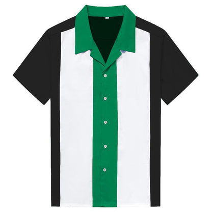Plus Size Vertical Striped Shirts For Men Overhemden Heren Blouse Men's Short Sleeve Industrial Shirt, Button-Down Dress