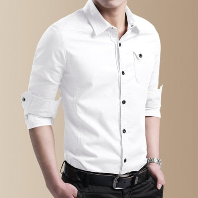 Shirts for men New 100% Cotton High Quality Military Men Shirts Long Sleeve Slim Men's Shirts Business Men Brand Clothing