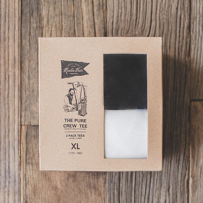 Maden 2pcs Solid Cotton Men's T-shirts Short-sleeved Round Neck Black White T-Shirt Classic Heavyweight Oversized Tees Tops