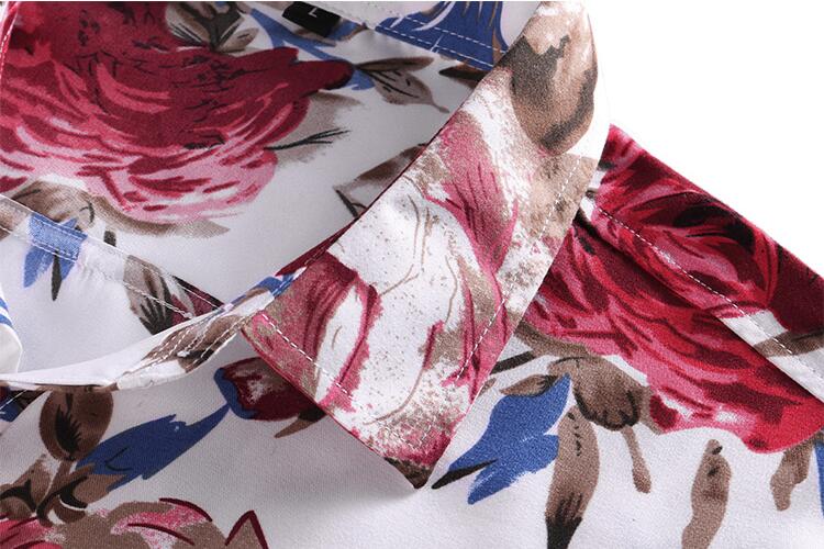 Hot Sale  Fashion Flower Printed Men's Shirt Casual Plus Size Long Sleeve Shirts Male Slim Fit Mens Office Shirt M-7XL