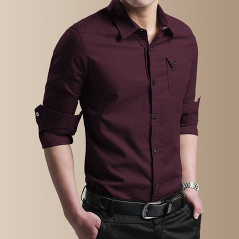 Shirts for men New 100% Cotton High Quality Military Men Shirts Long Sleeve Slim Men's Shirts Business Men Brand Clothing