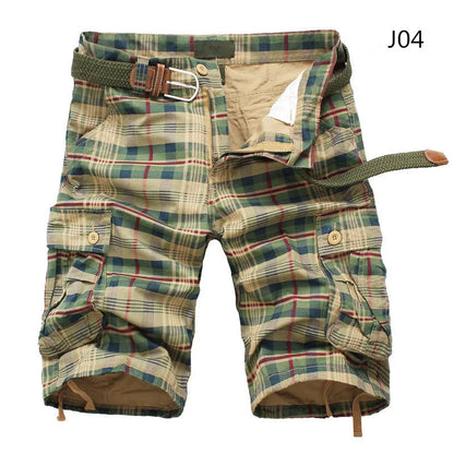 Men Shorts Fashion Plaid Beach Shorts Mens Casual Camo Camouflage Shorts Military Short Pants Male Bermuda Cargo Overalls