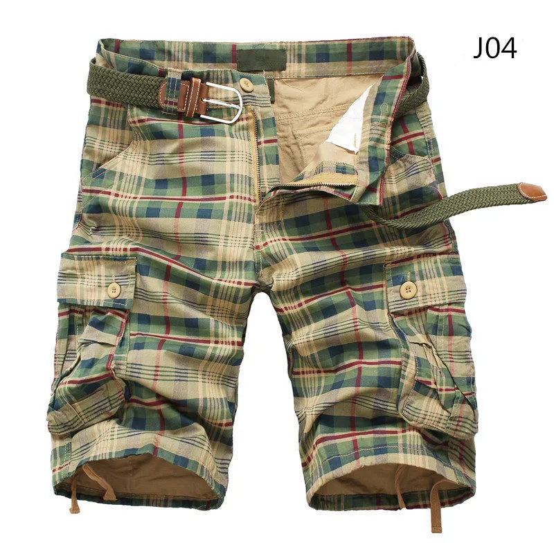Men Shorts Fashion Plaid Beach Shorts Mens Casual Camo Camouflage Shorts Military Short Pants Male Bermuda Cargo Overalls