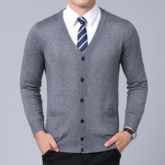 Fashion Brand Sweater For Mens Cardigan Coat V Neck Slim Fit Jumpers Knitwear Winter Korean Style Casual Mens Clothes