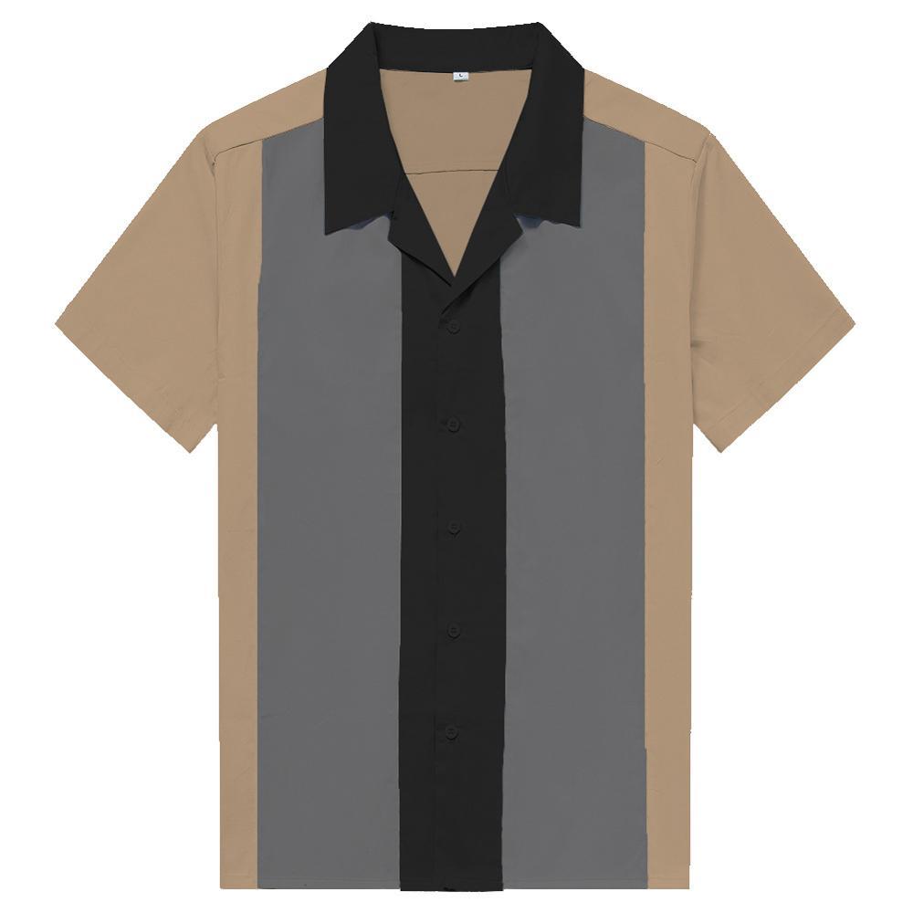 Plus Size Vertical Striped Shirts For Men Overhemden Heren Blouse Men's Short Sleeve Industrial Shirt, Button-Down Dress