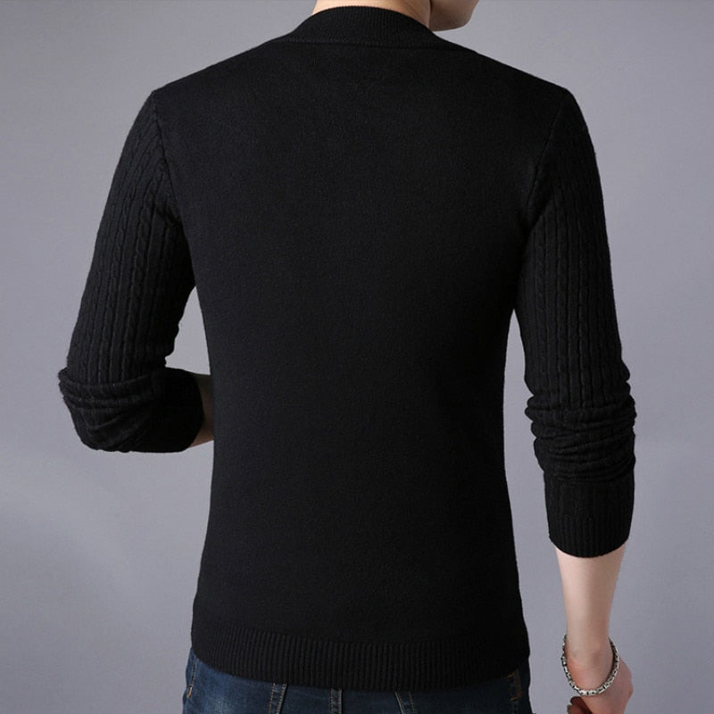 Spring Men's Sweater Cardigan Solid Long Sleeve Knitted Coat Full Zipper Casual Wool Sweater Tide Slim Male Autumn Clothing