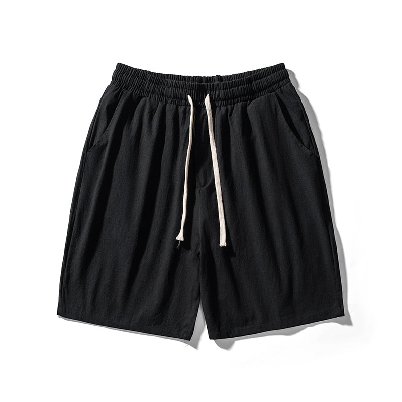 Fashion Cotton Line Shorts Men  Summer Beach Casual Shorts Solid Baggy Basic Pockets Shorts Streetwear Men's Clothing