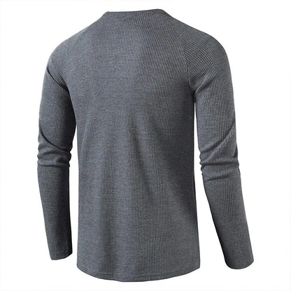 saferido New Henley Collar Tshirt Men Long Sleeve Slim Fit Solid Color Spring Autumn Casual Tops Tees Mens Cotton Full T Shirts Man