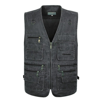 New Summer Mens Casual Sleeveless Vest Men Multi Pocket Cotton Waistcoat Cargo Vest Military Sleeveless Jacket Coat Plus Size
