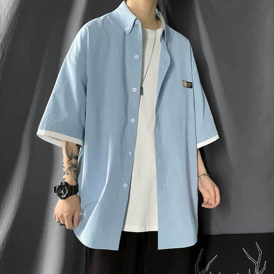 saferido fashion niche Design Summer  new short sleeve shirt loose Korean clothing chic style shirt fashion shirts streetwear