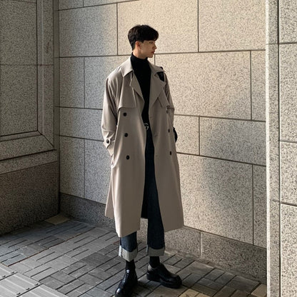 Brand New Spring Trench Korean Men's Fashion Overcoat for Male Long Windbreaker Streetwear Men Coat Outer Wear Clothing