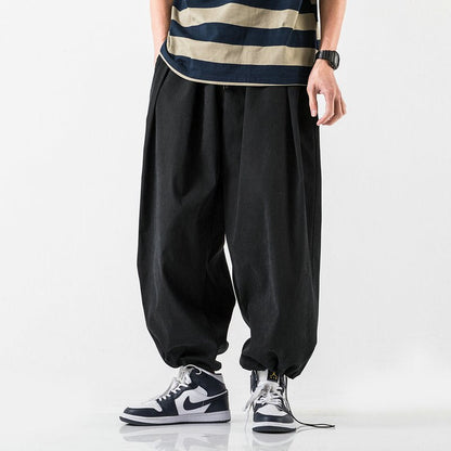 Design Drawstring Harem Pants Men’s Baggy Jogging Pants Japanese Men Crotch Wide Leg Pants Male Casual Loose Trousers