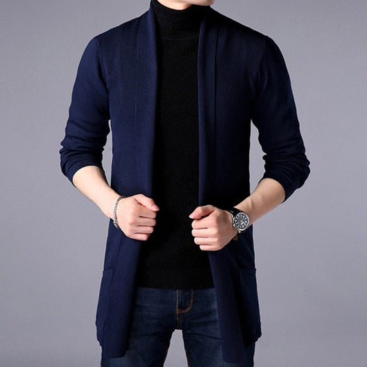 Men Thin Knitted Cardigan Sweater Spring Autumn Solid Sweater Bottoming Long Sleeved Mens Slim Fit Cardigan Sweater