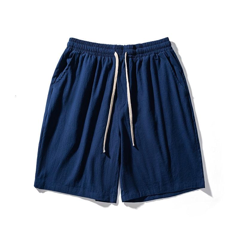 Fashion Cotton Line Shorts Men  Summer Beach Casual Shorts Solid Baggy Basic Pockets Shorts Streetwear Men's Clothing