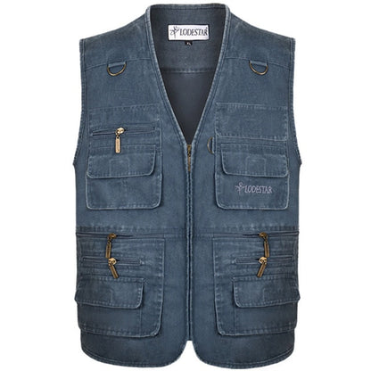 New Summer Mens Casual Sleeveless Vest Men Multi Pocket Cotton Waistcoat Cargo Vest Military Sleeveless Jacket Coat Plus Size