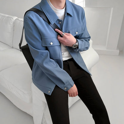 BLUE BUTTON COLLAR JACKET