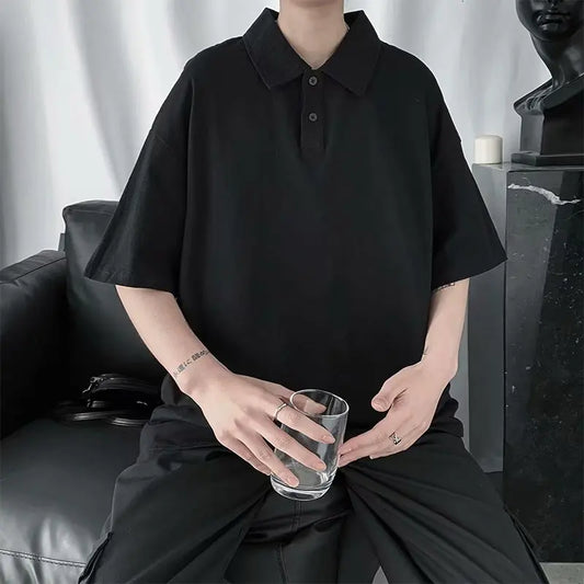 saferido Spring The new listing Polo Couple Striped Shirt Loose Youth Student Style Lapel tops Multiple color options Solid color