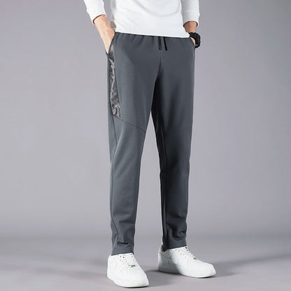 Korean Summer Men'S Thin Splicing 9-Point Pants Ice Silk Ventilation Trend Straight Tube Loose Elastic Legged Casual Trousers