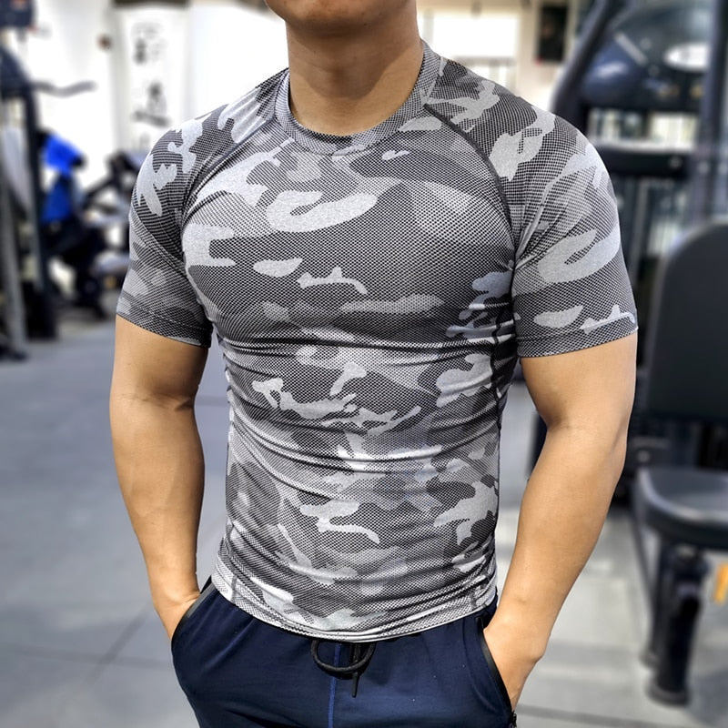 Men Running Compression T-shirt Short Sleeve Sport Tees Gym Fitness Sweatshirt Male Jogging Tracksuit Homme Athletic Shirt Tops