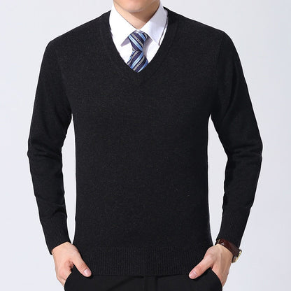 New Fashion Brand Sweater Mens Pullover V Neck Slim Fit Jumpers Knitting Thick Warm Autumn Korean Style Casual Mens Clothes