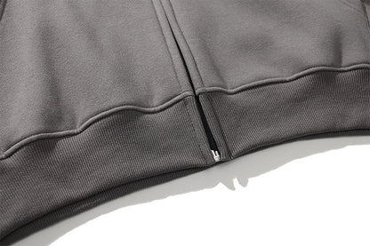 Brand Oversize Fleece Hoodies Sweatshirts Men Stereoscopic Letters Streetwear Hip Hop Casual Cotton Zipper Cardigan Couples Tops