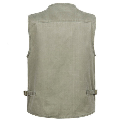 New Summer Mens Casual Sleeveless Vest Men Multi Pocket Cotton Waistcoat Cargo Vest Military Sleeveless Jacket Coat Plus Size