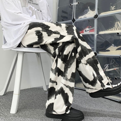 Blue Black Tie-dye Jeans Men Fashion Print Casual Baggy Jeans Mens Streetwear Loose Hip-hop Straight Denim Trousers Men M-2XL