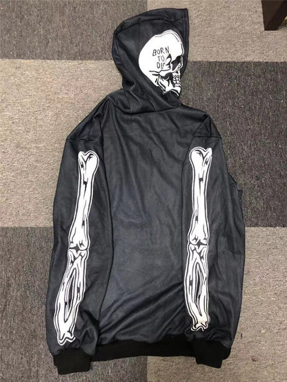 man hoodies Size S-4XL Hoody Tops Fashion Hi Street Cardigan Hoodies Skull Painted Streetwear Sweatshirts Hip Hop Graffiti