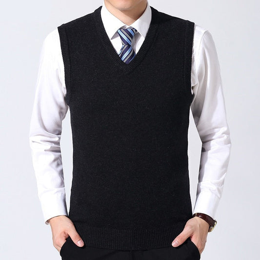 Fashion Brand Sweater Man Pullovers Vest Slim Fit Jumpers Knitwear Sleeveless Winter Korean Style Casual Clothing Men