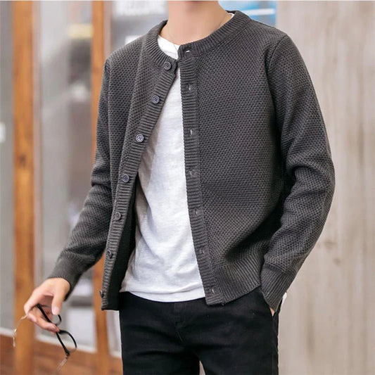 saferido Casual Men Sweatercoat Autumn Knit Cardigan Solid Color Korean Style Fashion Streetwear Wild Male Slim Tops Knitwear