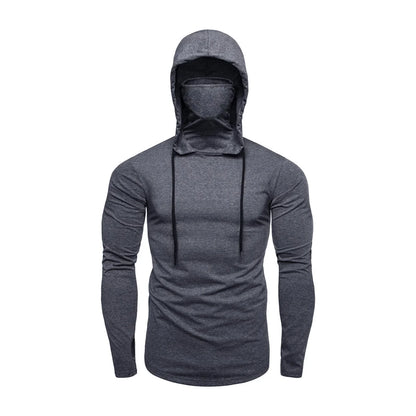 New Men Solid Black Gray Hoodie Long Sleeve Hooded Sweatshirt For Man Sports Fitness Gym Running Casual Pullover Tops