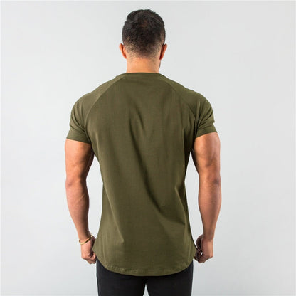 New Stylish Plain Tops Fitness Mens T Shirt Short Sleeve Muscle Joggers Bodybuilding Tshirt Male Gym Clothes Slim Fit Tee Shirt
