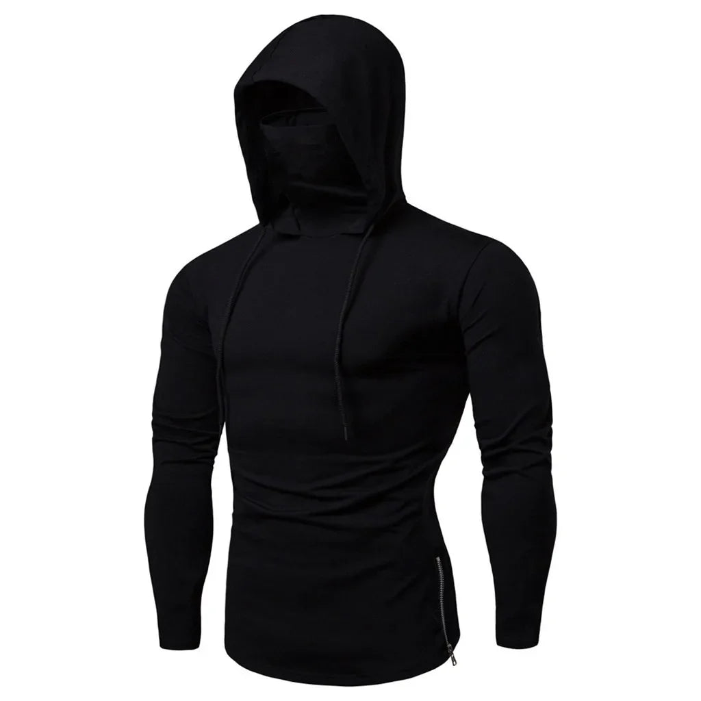New Men Solid Black Gray Hoodie Long Sleeve Hooded Sweatshirt For Man Sports Fitness Gym Running Casual Pullover Tops