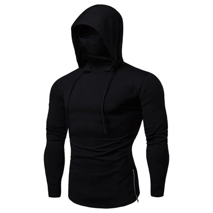 New Men Solid Black Gray Hoodie Long Sleeve Hooded Sweatshirt For Man Sports Fitness Gym Running Casual Pullover Tops