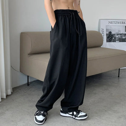 saferido Men's Loose Casual Cargo Pants Neutral Streetwear Oversized Straight-leg Trousers Elastic Waist Jogger Sweatpants M-2XL