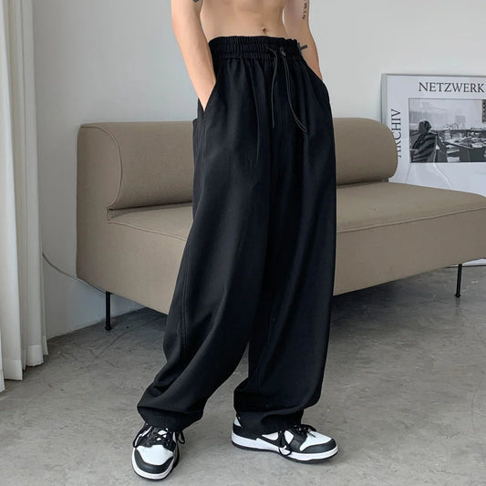 saferido Men's Loose Casual Cargo Pants Neutral Streetwear Oversized Straight-leg Trousers Elastic Waist Jogger Sweatpants M-2XL