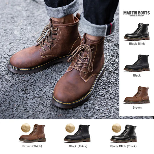 saferido Maden Vintage Men's Boots Genuine Leather Ankle Boots Autumn Winter Warm Fashion Shoes  British Style Brand Outdoor Safety Shoes