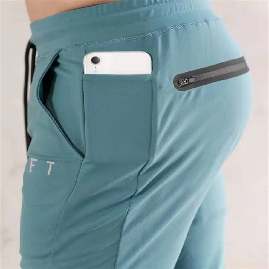 Spring and Autumn New Stretch Tight Jogging Pants Men's Running Black Pure Cotton Gym Sports Men's Fashion Street Fitness Pants