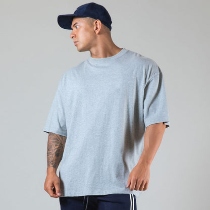 New Summer Running Oversized T-Shirt Men's Gym Bodybuilding Fitness Loose Casual Cotton Short Sleeve Men's Street Sports T-Shirt