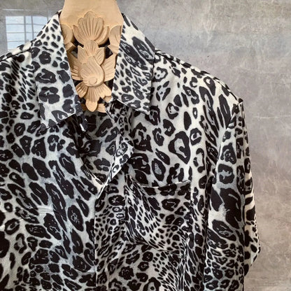 Men Spring High Quality Printed Leopard Shirts Men Fashion Casual Business Shirts Male Long Sleeve Slim Fit Blouses O203