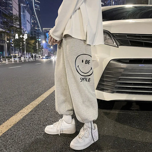 saferido New hiphop pants in spring and autumn, men's and Korean fashion, loose wide leg drawstring leggings, leisure sports pants