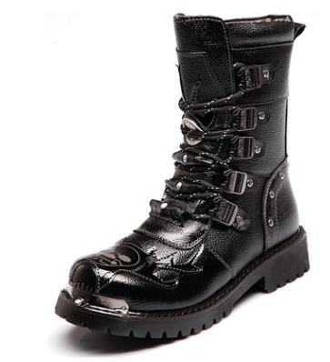 saferido New Fashion Mens Motorcycle Boots Leather Boots Male Footwear Cowboy Casual Shoes Men Military Tactical Boots Gothic Punk Boots