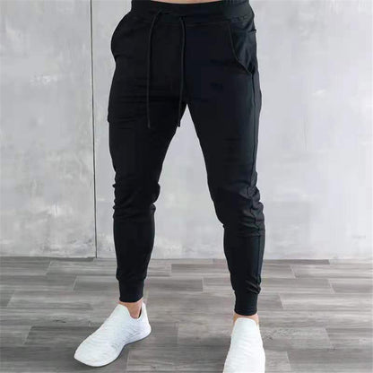 Spring and Autumn New Stretch Tight Jogging Pants Men's Running Black Pure Cotton Gym Sports Men's Fashion Street Fitness Pants
