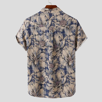 saferido       Mens Printed Camisa Masculina Summer Hawaiian Blouse Men Vintage Shirts Short Sleeve Lapel Camisa Casual Buttons Blusas