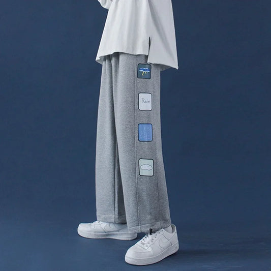 saferido Strange taste casual pants autumn and winter Korean students' slim and versatile loose straight HIP HOP  wide leg sports pants