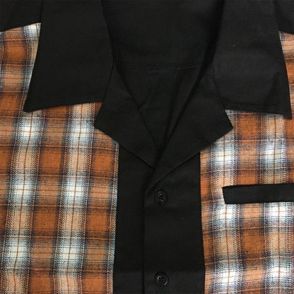 Brand Plaid Shirts Men's Blouse Patchwork Short Sleeve Casual Button Down Shirts Camiseta Retro Hombre Bowling Dress Male Shirts