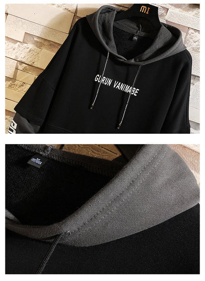 Japan Style Casual O-Neck Spring Autumn Print Hoodie Sweatshirt Men'S Thick Fleece Hip Hop High Streetwear Clothes
