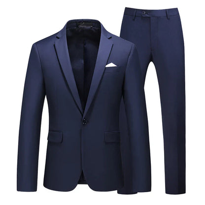 Men's Suit Jacket with Pant Slim Fit Formal Clothing Business Work Wedding Tuxedo Set Blazer Trousers White Pink Red Suits Man