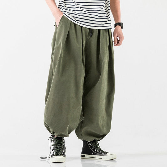 Design Drawstring Harem Pants Men’s Baggy Jogging Pants Japanese Men Crotch Wide Leg Pants Male Casual Loose Trousers